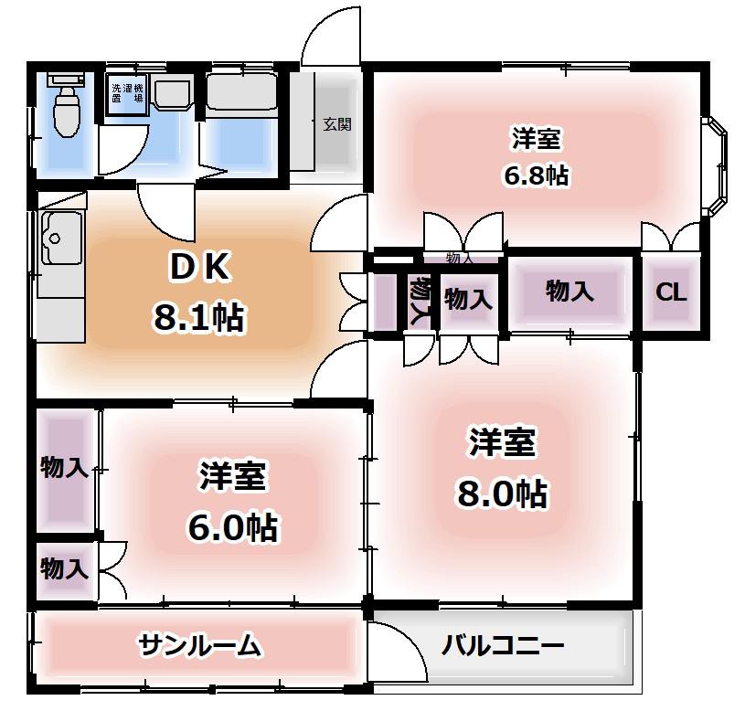 間宮マンション(3DK/3階)の間取り写真