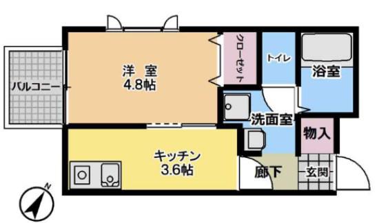 アリビア大観町(1DK/1階)の間取り写真