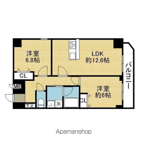 BADGE大道(2LDK/4階)の間取り写真