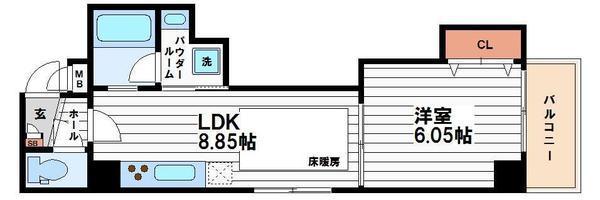 MELL-THEATER 鈍色の風(1LDK/8階)の間取り写真