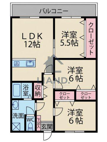 カワイアーバンビルII(3LDK/4階)の間取り写真