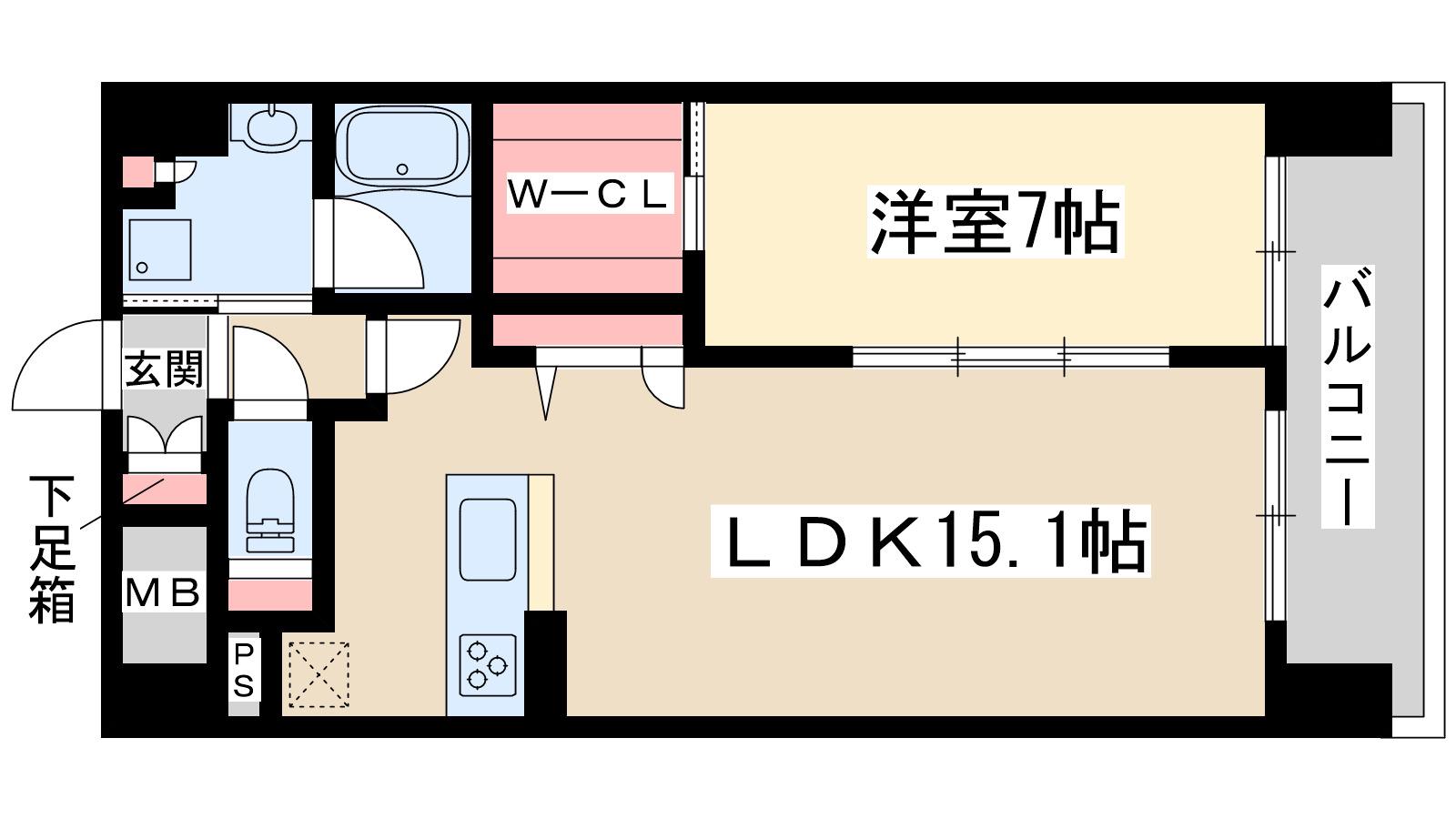クレスティークアヤ(1LDK/8階)の間取り写真