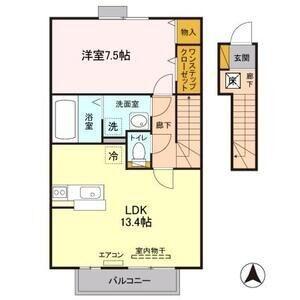 ロイヤルアドバンス A(1LDK/2階)の間取り写真