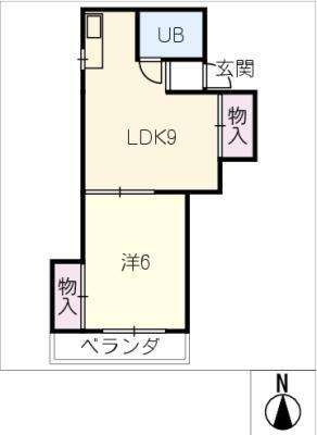 エクセランス稲島(1LDK/4階)の間取り写真