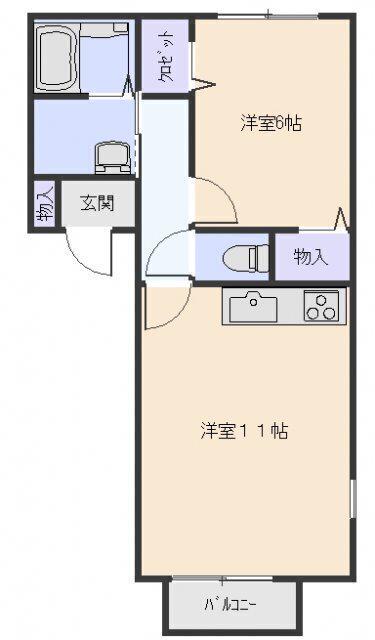 ロイヤルフラワー(1LDK/2階)の間取り写真