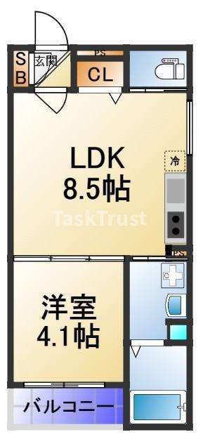F ASECIA BEID(1LDK/1階)の間取り写真