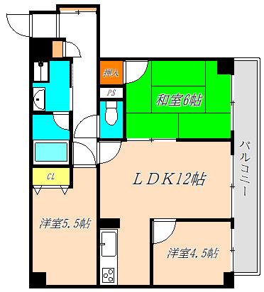 第一玉造(3LDK/7階)の間取り写真