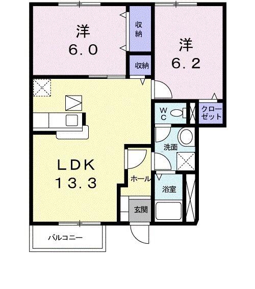 LA.アルモニーC(2LDK/1階)の間取り写真