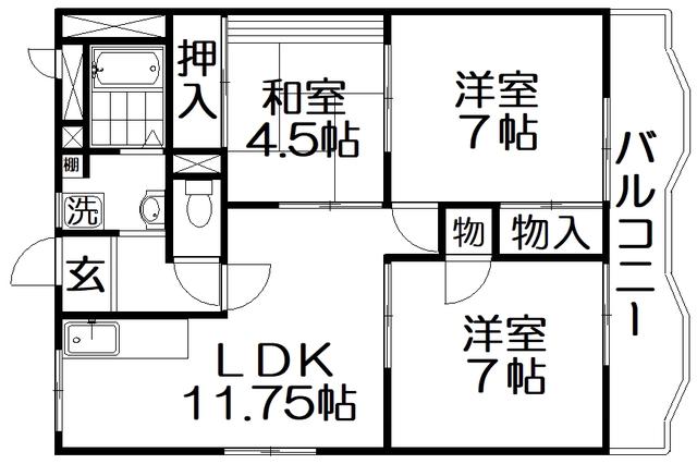 サンファーストウエダ(3LDK/1階)の間取り写真