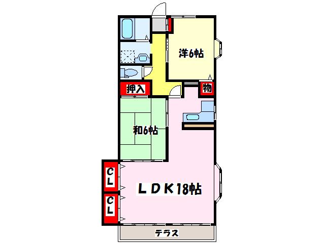 コーポ谷口(2LDK/1階)の間取り写真