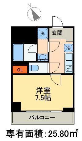 ハイズステージブリアン(1K/6階)の間取り写真