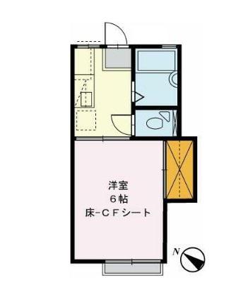 ロータスハイツB棟(1K/2階)の間取り写真
