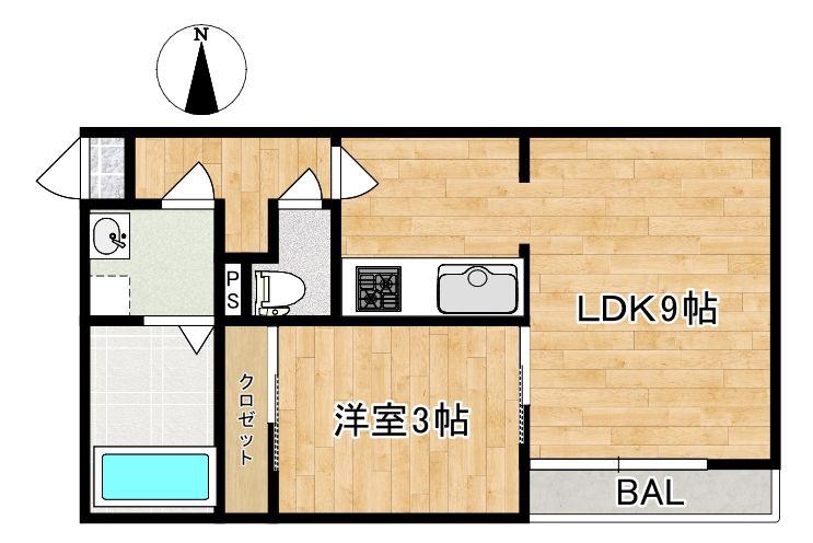 サンメゾン大橋II(1LDK/1階)の間取り写真