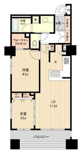 HF銀座レジデンスイースト(2LDK/8階)の間取り写真