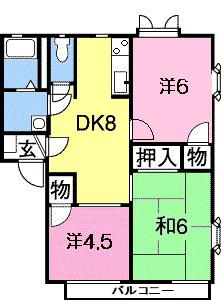 プランドールアセット(3DK/2階)の間取り写真