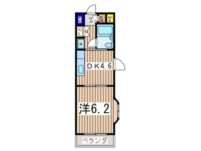 グリーンメゾン1号棟(1DK/4階)の間取り写真