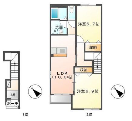 アメニティ―ハウス(1LDK/2階)の間取り写真
