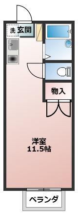 セシカII(ワンルーム/2階)の間取り写真
