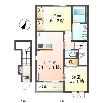 CORNIOLO (2LDK/2階)の間取り写真