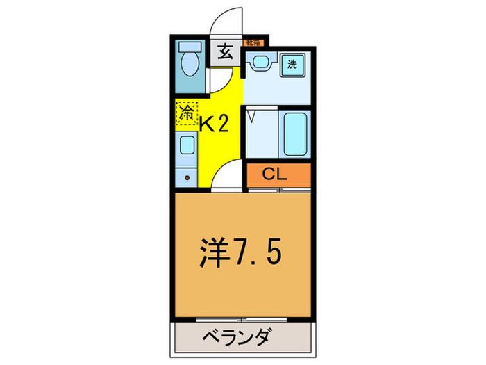 SUN CENTRAL I(1K/2階)の間取り写真