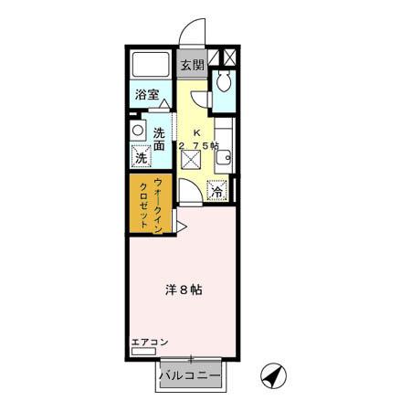 クレールアヴニールB(1K/1階)の間取り写真