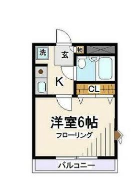 セジュール036II(1K/2階)の間取り写真