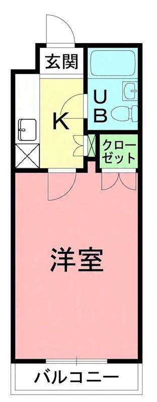 ユースピア本厚木(1K/1階)の間取り写真