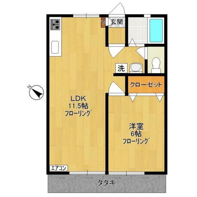 アゼリアハイム(1LDK/2階)の間取り写真
