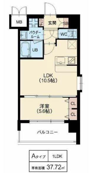 スプランディッド梅田北(1LDK/3階)の間取り写真
