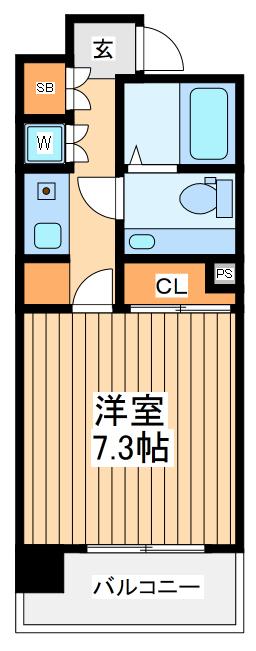 ブリス登戸(1K/6階)の間取り写真