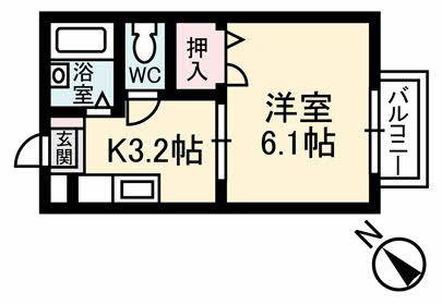 イストワール(1K/2階)の間取り写真