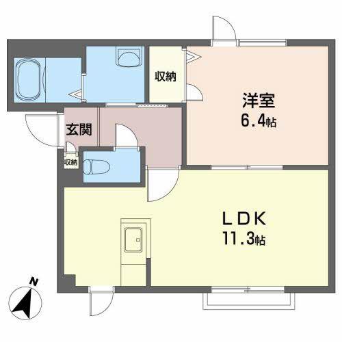 ヴィラージュA(1LDK/1階)の間取り写真