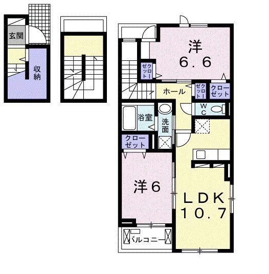 イル チェーロ(2LDK/3階)の間取り写真