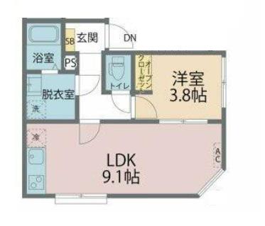 カインドネス東村山諏訪(1LDK/2階)の間取り写真