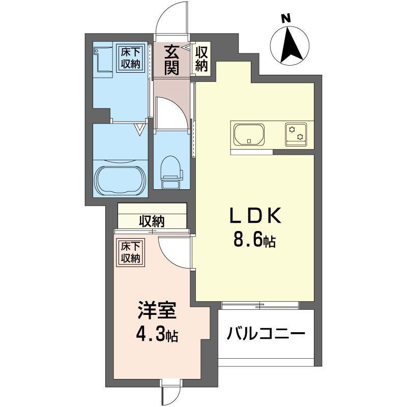 ロータス下北沢(1LDK/1階)の間取り写真