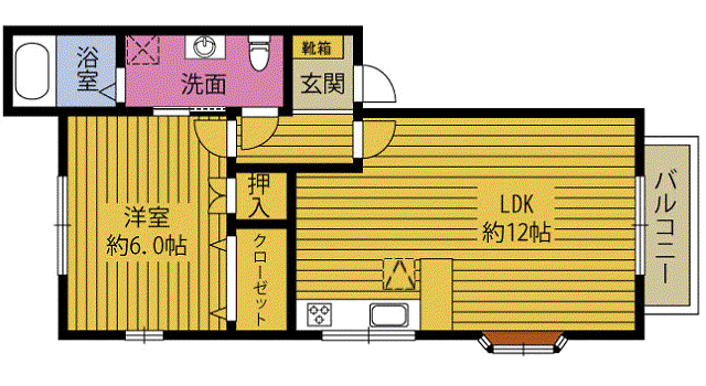 クレドール21(1LDK/1階)の間取り写真
