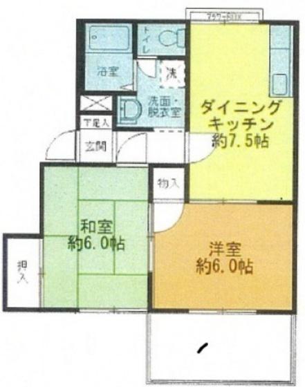 高田ハイツA棟(2DK/2階)の間取り写真