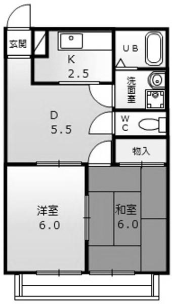 ドエルマルシェB(2DK/1階)の間取り写真