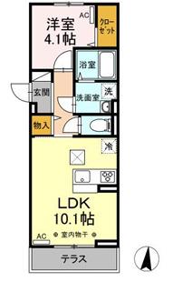 アヴニール(1LDK/1階)の間取り写真