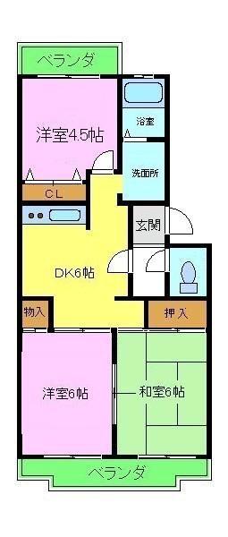 ファミールぴあ狭山(3DK/2階)の間取り写真