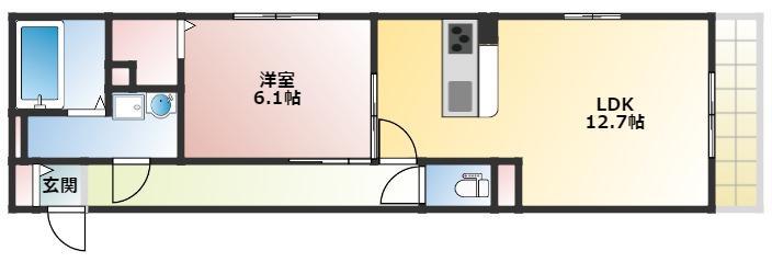  エムライズ大蔵中町(1LDK/3階)の間取り写真