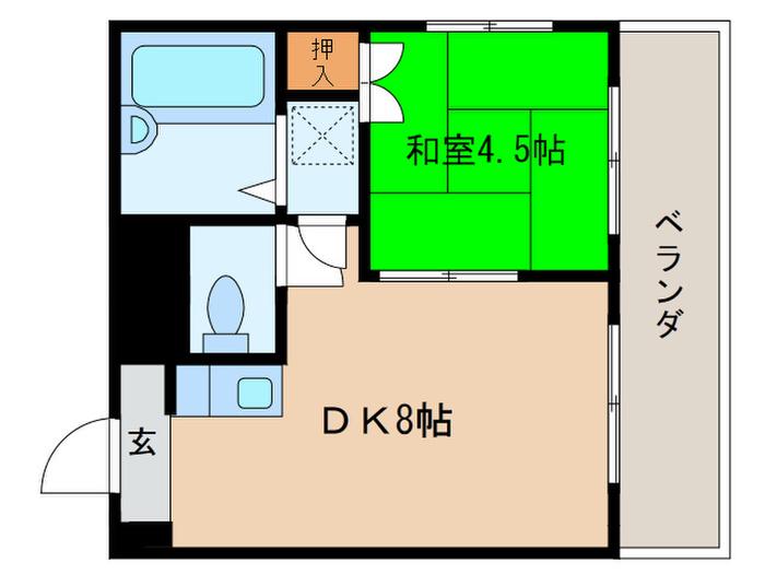 秀保マンション(1DK/2階)の間取り写真