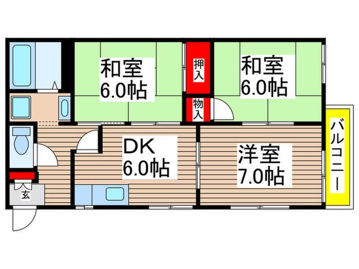 フレグランスM(3DK/2階)の間取り写真