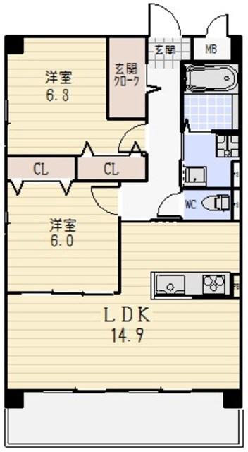 ベルフィオーレ千種(2LDK/3階)の間取り写真