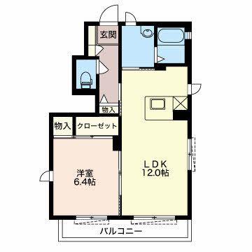 ファミールベルノII(1LDK/1階)の間取り写真