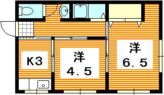 観音光ハイツ(2K/3階)の間取り写真