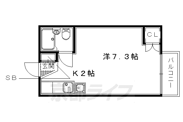 EAU DE VIE 小倉東(1K/2階)の間取り写真