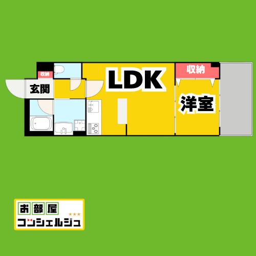 ハイリスベーネ池下(1LDK/2階)の間取り写真