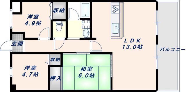 レジェーロ永和(3LDK/5階)の間取り写真