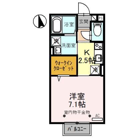 D-ROOMTAKUMI(1K/2階)の間取り写真